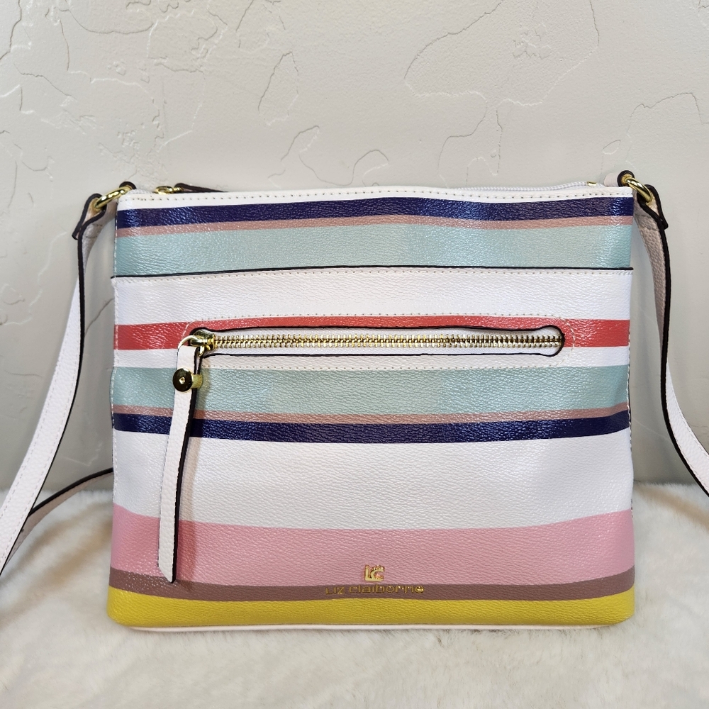 iz Claiborne Multicolor Striped Crossbody Bag | Rainbow | Faux Leather Spring - Picture 5 of 7